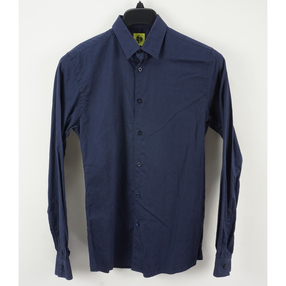 Noose & Monkey Men's Small Slim Long Sleeve Textured Woven Blue Button Up Shirt